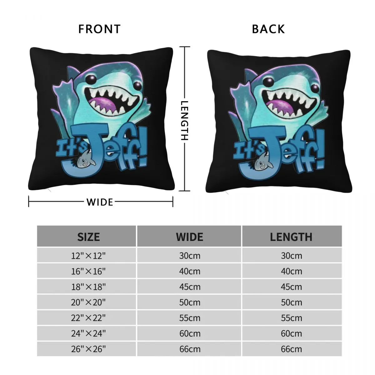 It's Jeff The Land Shark Square Pillowcase Pillow Cover Cushion Zip Decorative Comfort Throw Pillow for Home Bedroom