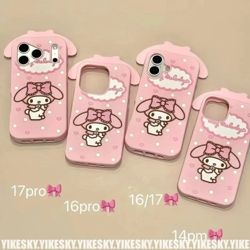 Lovely 3D Bowknot My Sweet Piano Case for iPhone 17 Pro 16 Pro Max 15 14 13 Fashion Sanrio Silicone Shockproof Protective Cover