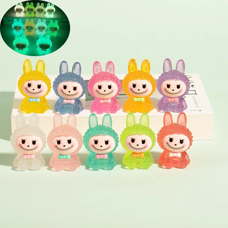 

Cute Anime Luminous Labubu Decorative Pendant Blind Box Desktop Car Ornaments Diy Keychain Pendant Accessories Surprise Gift