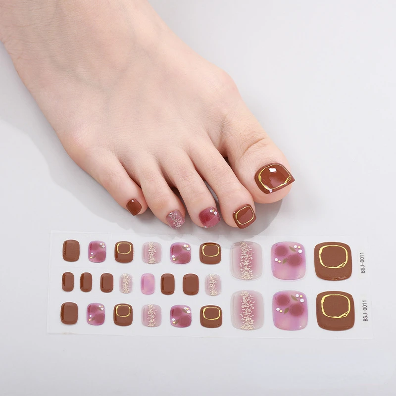 

26 Strips Semi-cured UV Lamp Curing Gel Toe Nail Sticker Full Beauty Self-Adhesive Korean Nail Decorations Stickers Nail Wraps