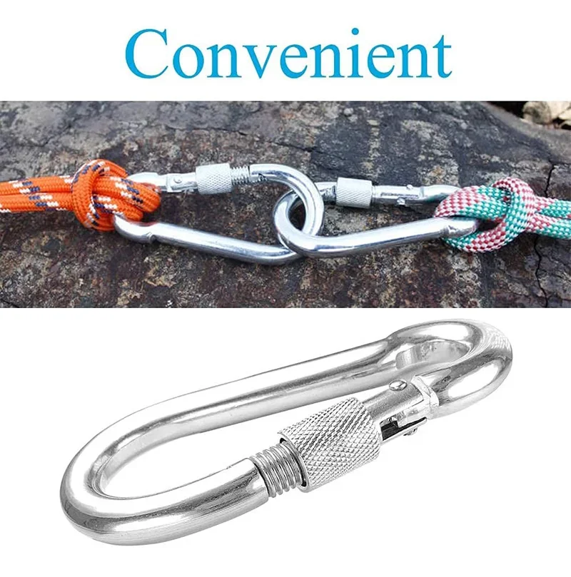 304 Stainless Steel Carabiners - Heavy Duty, Durable & Rust-Free Clips for Gym, Swing, Dog Leashes, Hammocks, Keychains