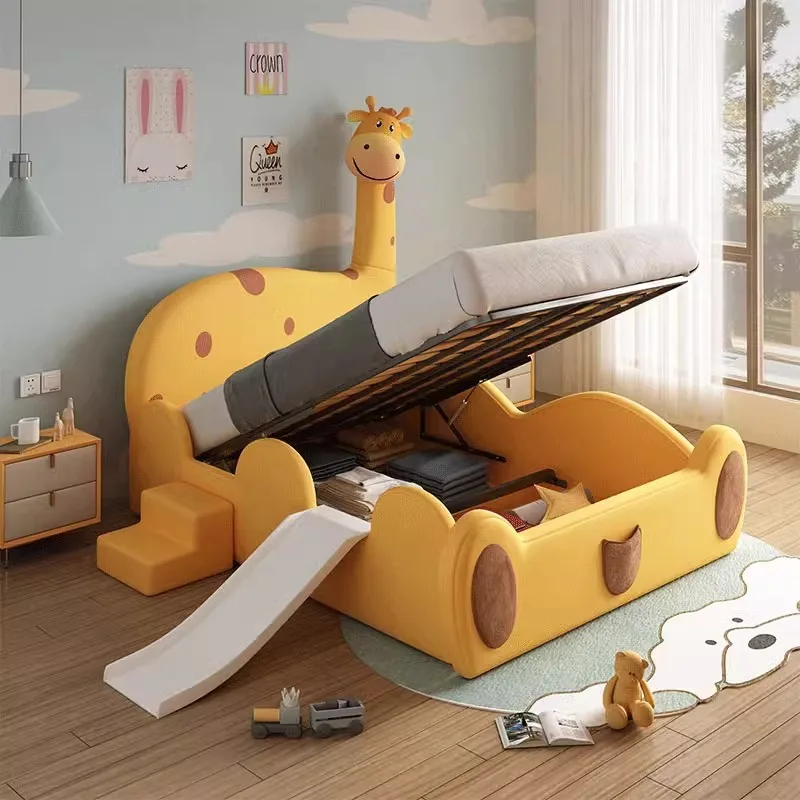 for Montessori Children Animal Modeling Bed Comfortable Wooden Cartoon Theme Living Room Furniture Popular Kids Sleeping Cot