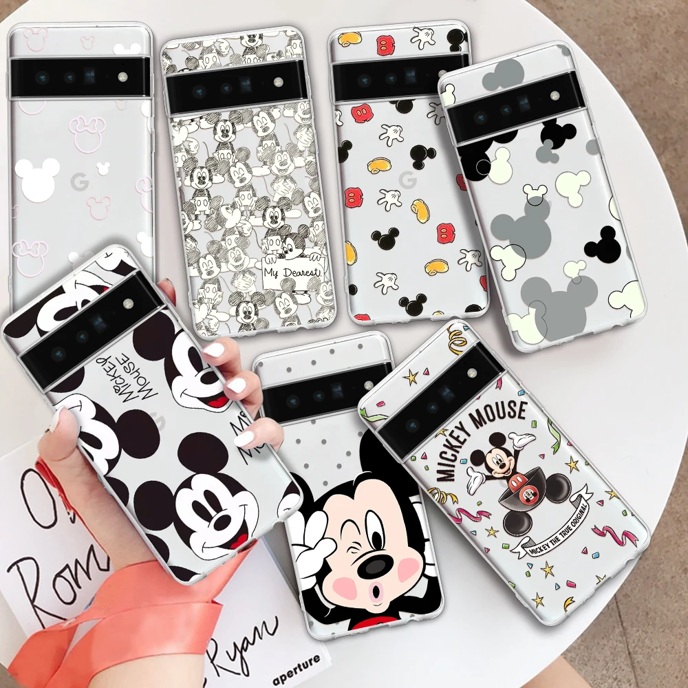 Disney Mickey Mouse Funda de teléfono phone case For Google pixel 7 4 5 6 A PRO XL anime cartoon Transparent silicone cover Gift