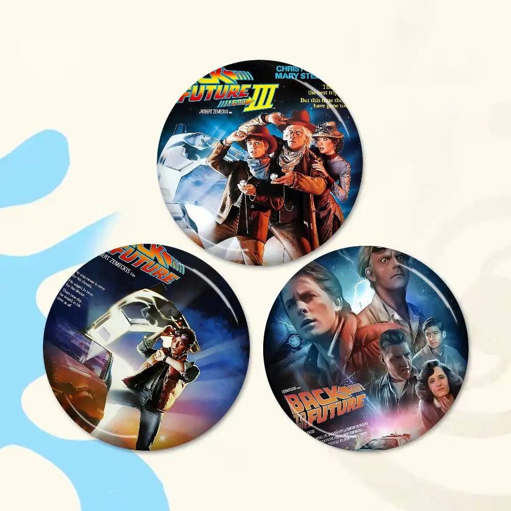 Movie B-Back To The Future Tinplate Pin Button Custom Anime Role Old-school Brooch Cartoon Collar Badge Jewelry Gift Fans