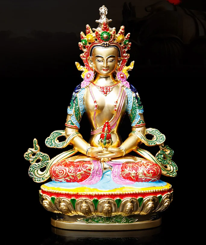 Special offer HOME patron saint efficacious Protection # Buddhism Buddha gilding Amitabha Amitayus Buddha  brass statue