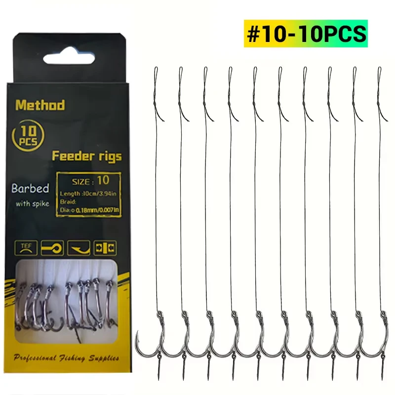 YOTO New Carp Fishing Method Feeder Rigs – geflochtene Schnur mit Widerhaken (Größe 6, 8, 10, 12) zum Karpfenangeln