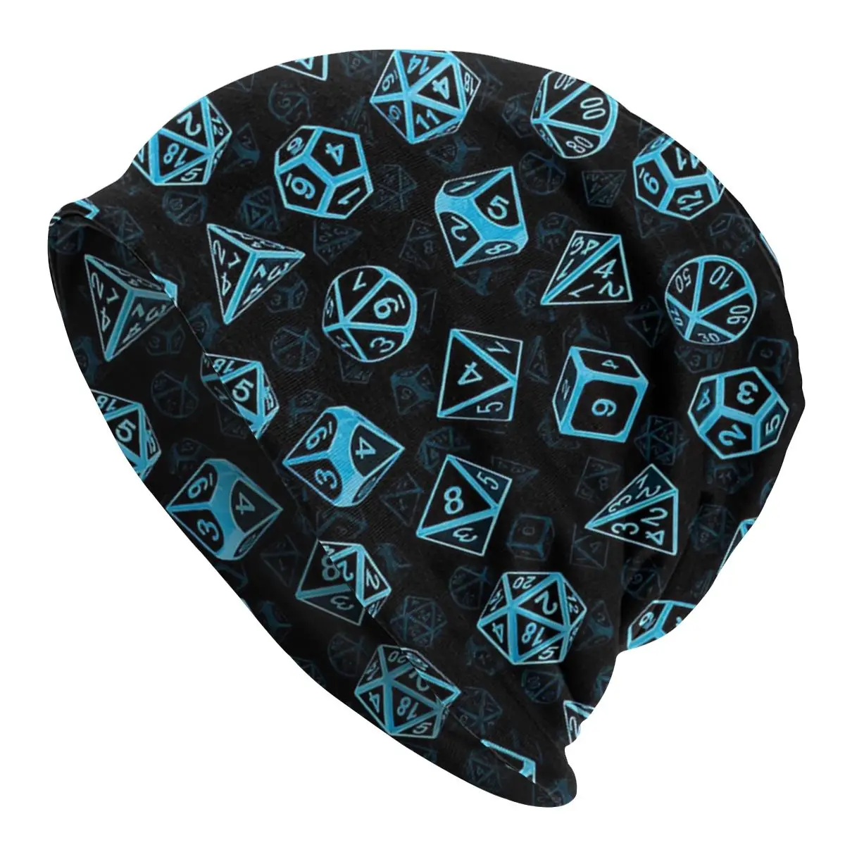 

D20 Dice Set Pattern (Blue) Beanies Pullover Cap Comfortable , Adult Men's Woman Knit Hat