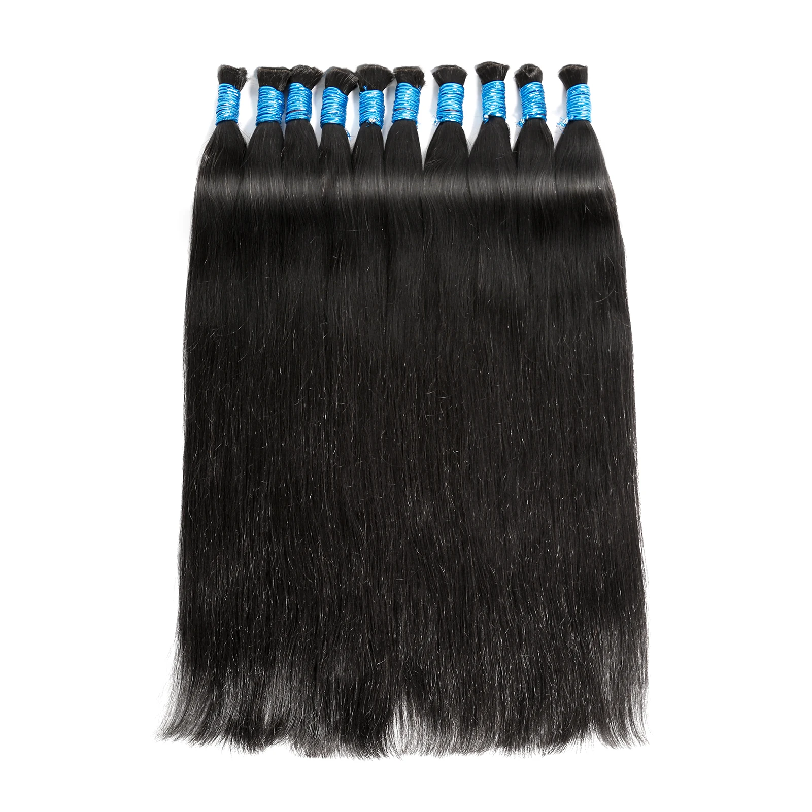 Wholesale 30Inch Bundles Human Hair For Braids Raw Virgin India Straight Extensions Natural Black Bulk Hair Extensions For Women