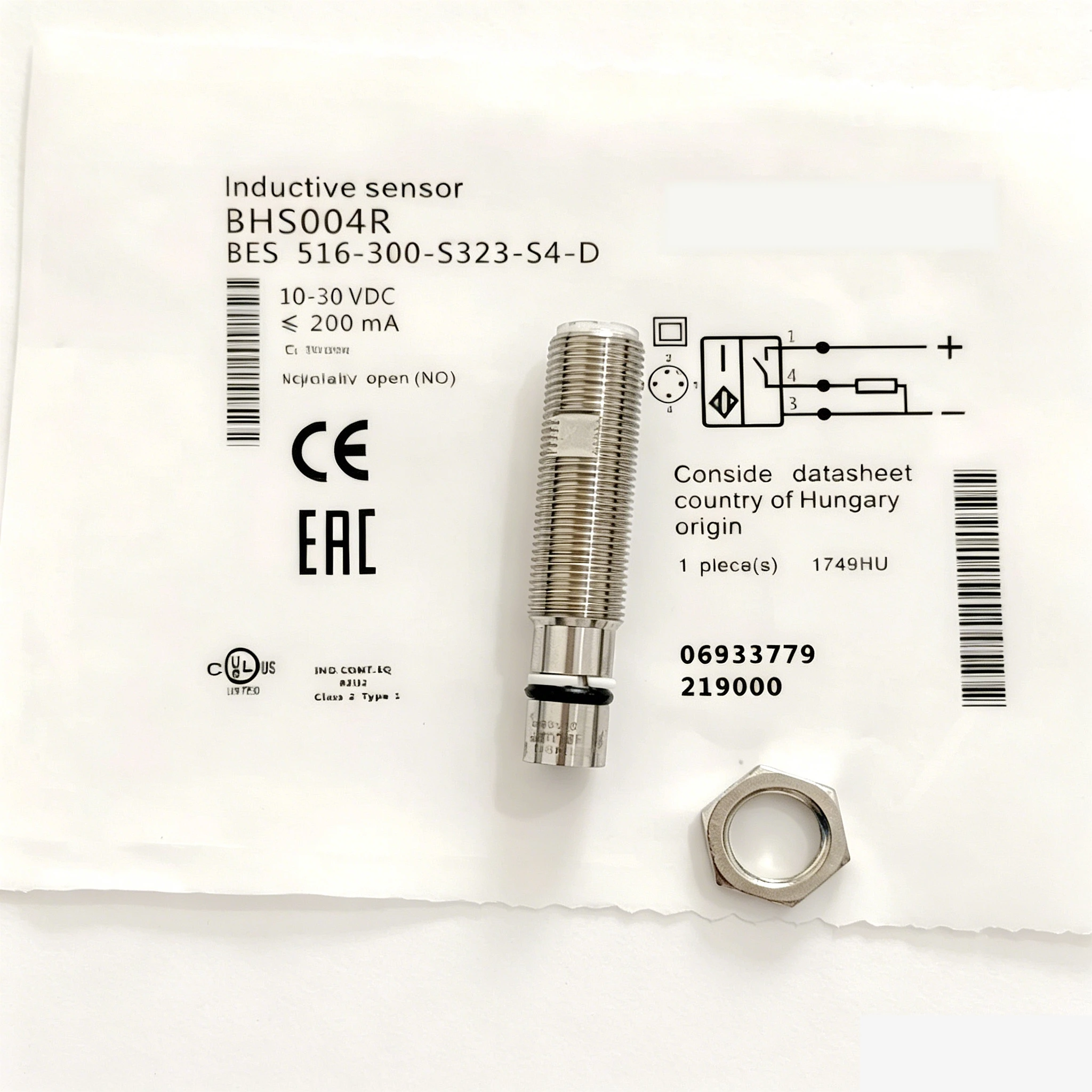 BHS004R BES516-300-S323-S4-D High Pressure Inductive Sensor M12 Flush 1.5mm PNP NO 10-36VDC M12 4Pin IP68 350Bar Stainless Steel