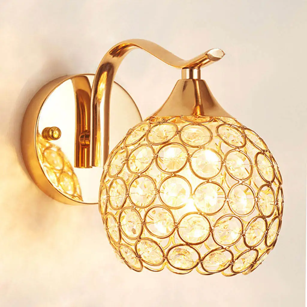 Candelabro de pared de cristal E27, lámpara Simple y creativa para dormitorio, mesita de noche, luces de cristal para decoración del hogar