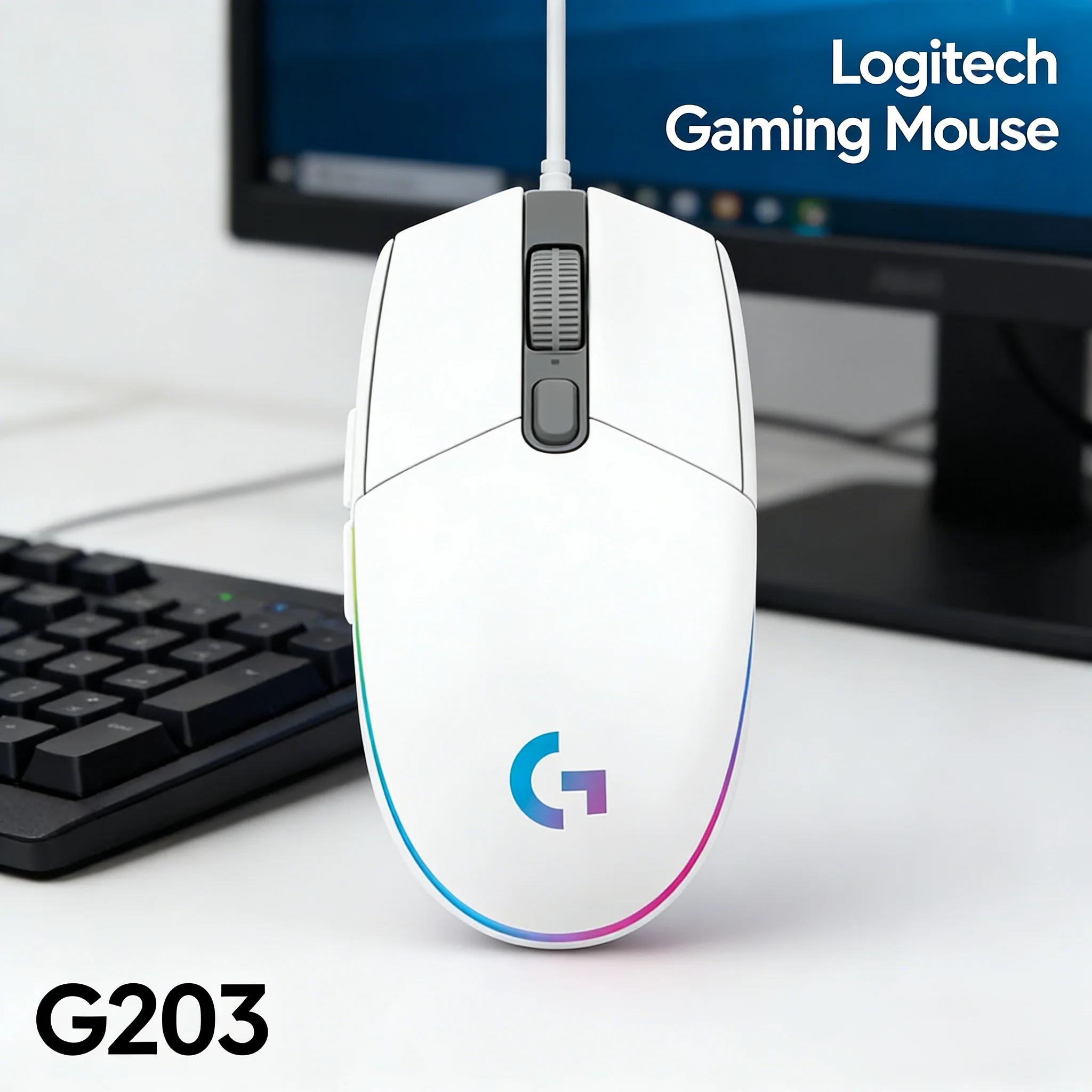 

Logitech G203 - Lightweight 85g Design for Marathon Gaming