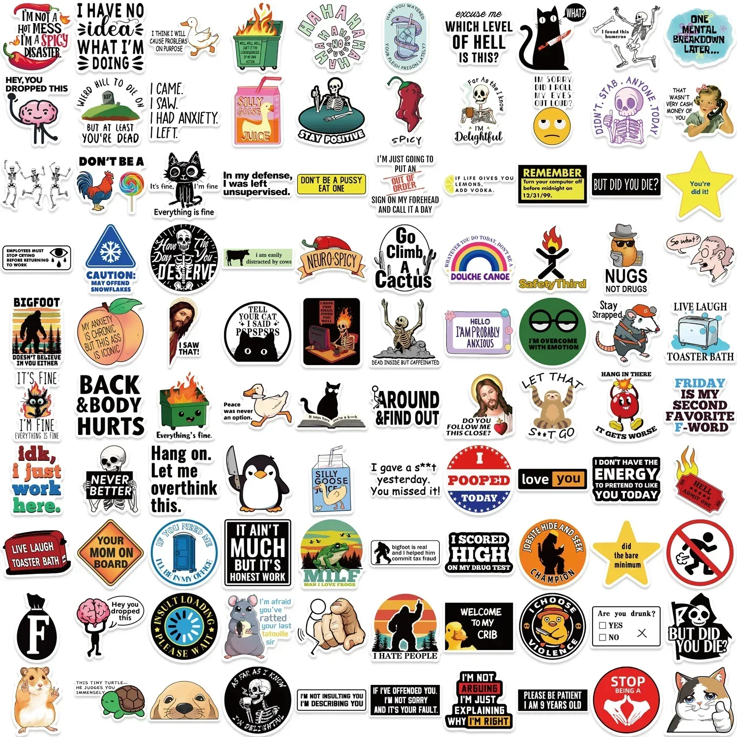 10/50/100 SZTUK Śmieszne Naklejki Prank Meme Graffiti Kreskówkowe Zabawki Naklejki DIY na Deskorolkę Notatnik Lodówkę Kask Wodoodporne Naklejki dla Dzieci