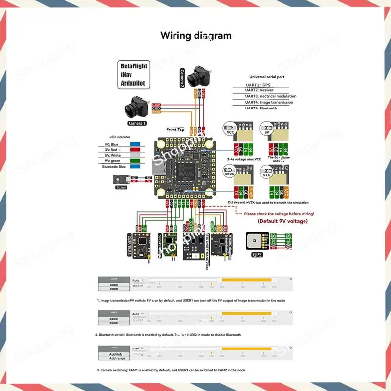 M20K F475S V3 FC e ESC Stack F405 V3 Controllore di volo 75A ESC 3-8S 30.5X30.5Mm Supporto Bluetooth per FPV Racing Drone