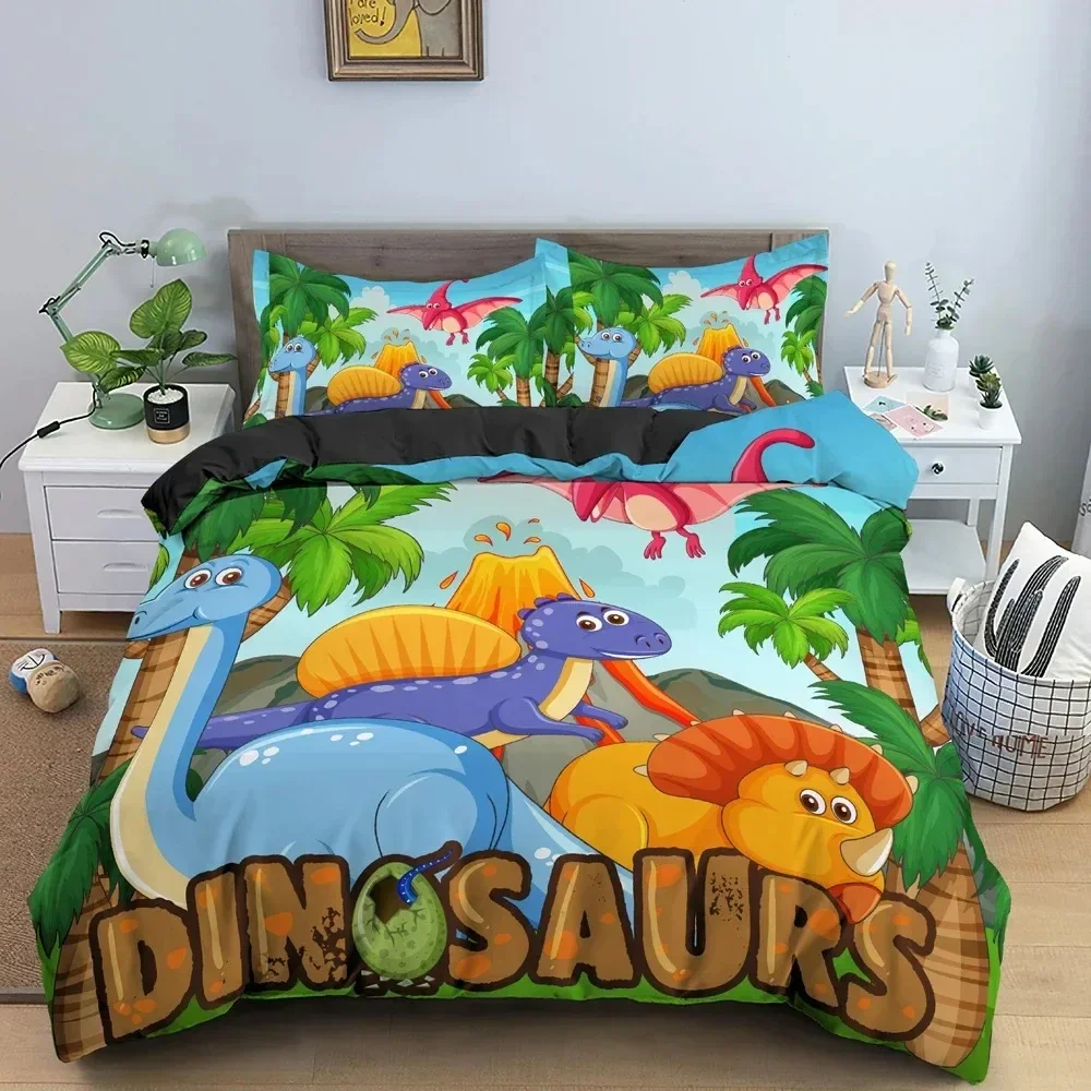 

Top New Cartoon Dinosaur Pattern Duvet Cover Luxury Bedding Set 3D Animal Quilt Cover With Pillowcase Kid's Bedroom Bedclothes
