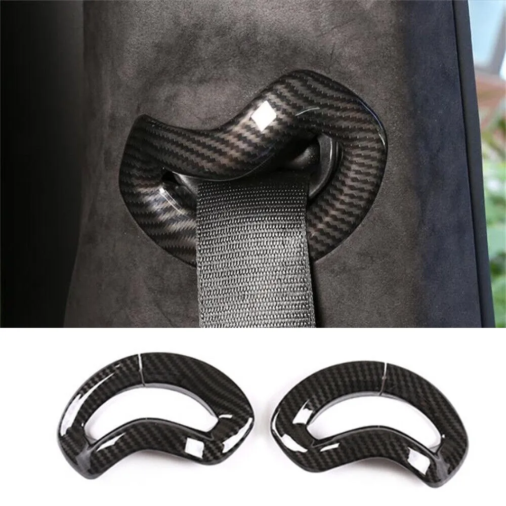 

ABS Carbon Car Safety Belt Seat Decorative Cover Sticker Frame Trim For BMW X5 X6 X7 G05 G06 G07 2019-2022 Interior Accessories