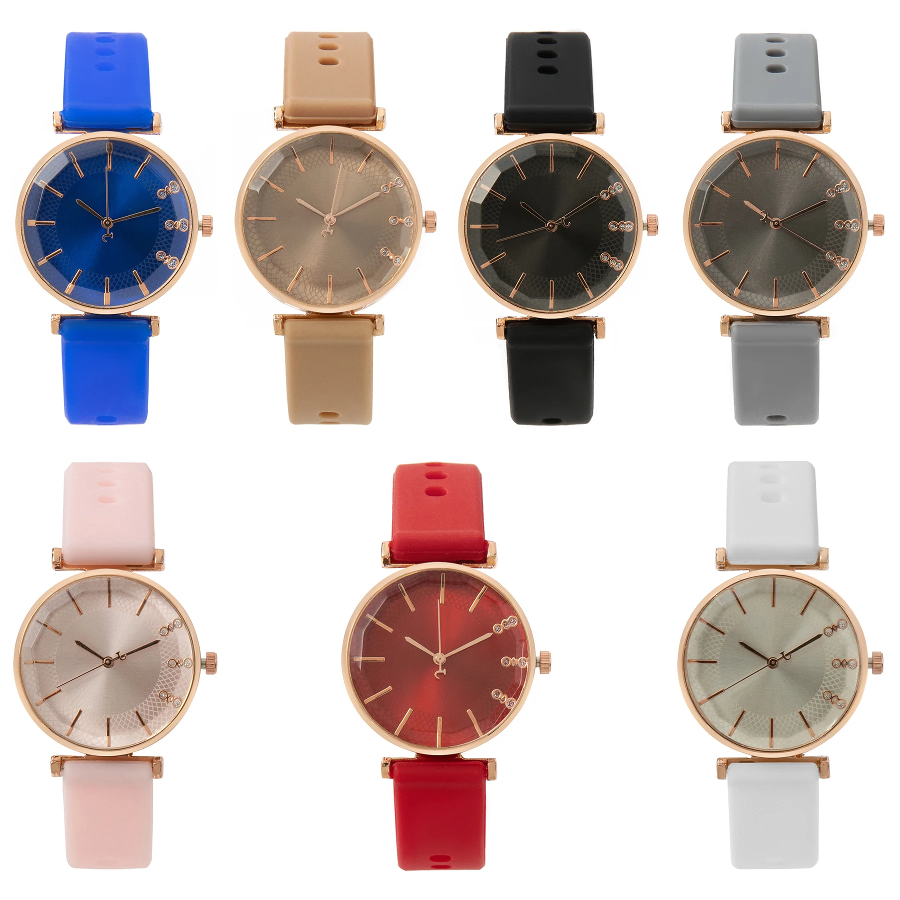 Relojes de lujo para mujer Correa de silicona con incrustaciones de diamantes de imitación Temperamento simple Relojes de mujer Reloj de cuarzo