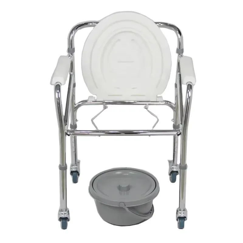 Folding Steel Commode Chair Detachable Toilet Chair Shower Chairs for Elderly Disabled Bedside Commodeneedle Holder