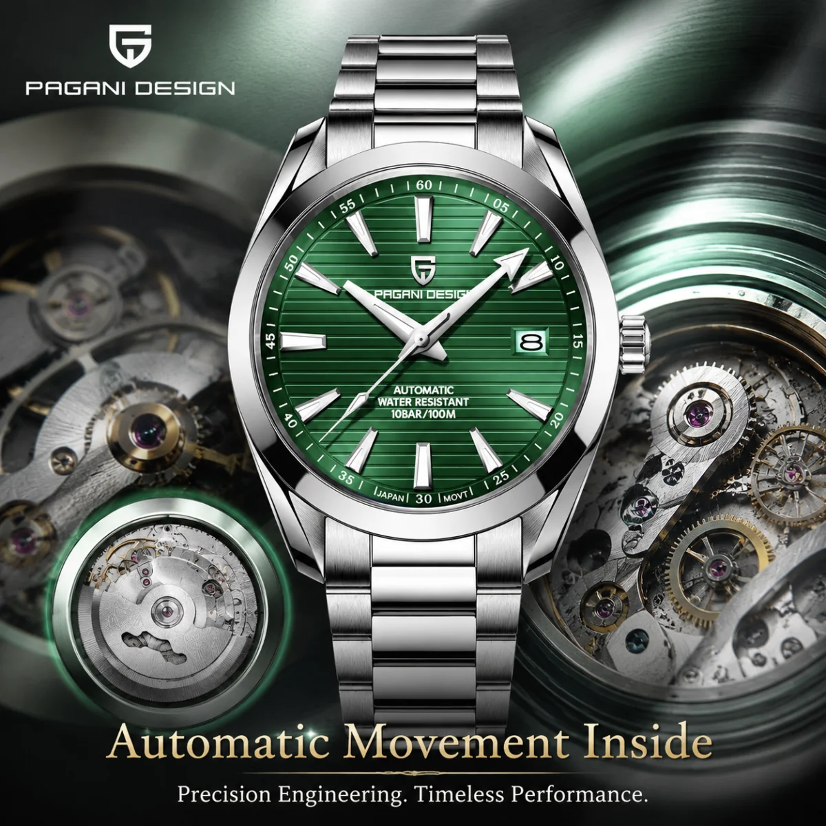 PAGANI DESIGN 40MM A150 남성용 시계 남성용 고급 자동 시계 기계식 손목 시계 스테인레스 스틸 사파이어 유리