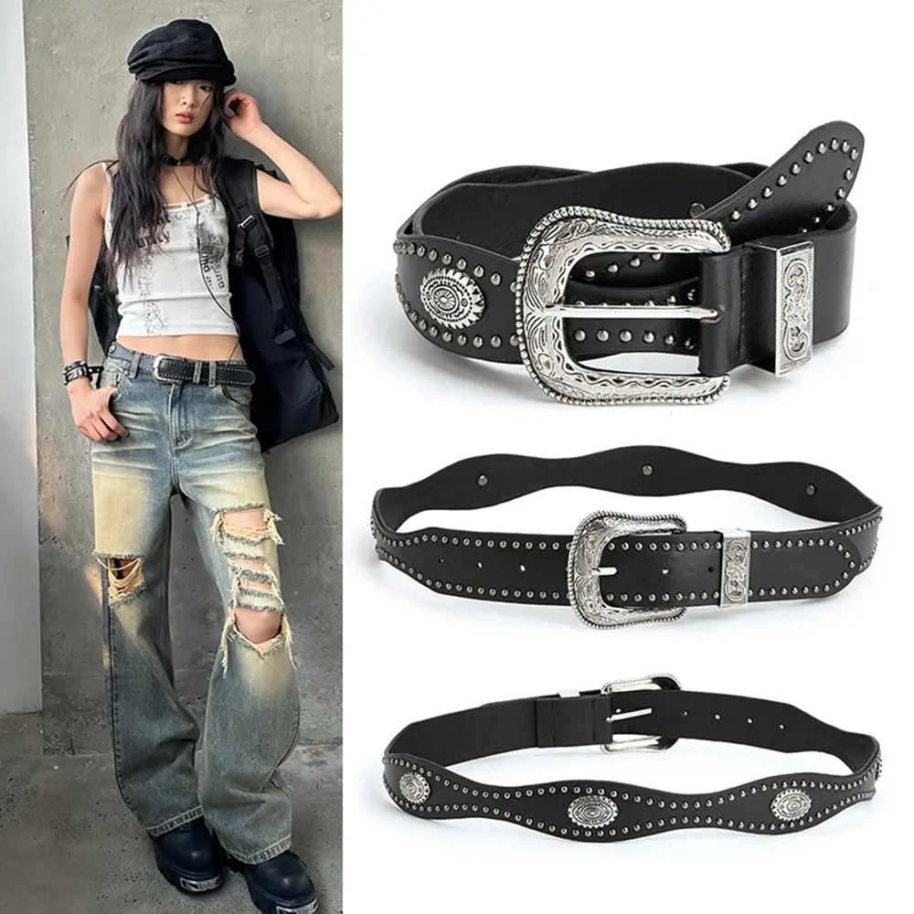 

Модный широкий женский пояс из искусственной кожи, винтажный ковбойский ремень в стиле вестерн, повседневные джинсы с поясом в стиле ретро