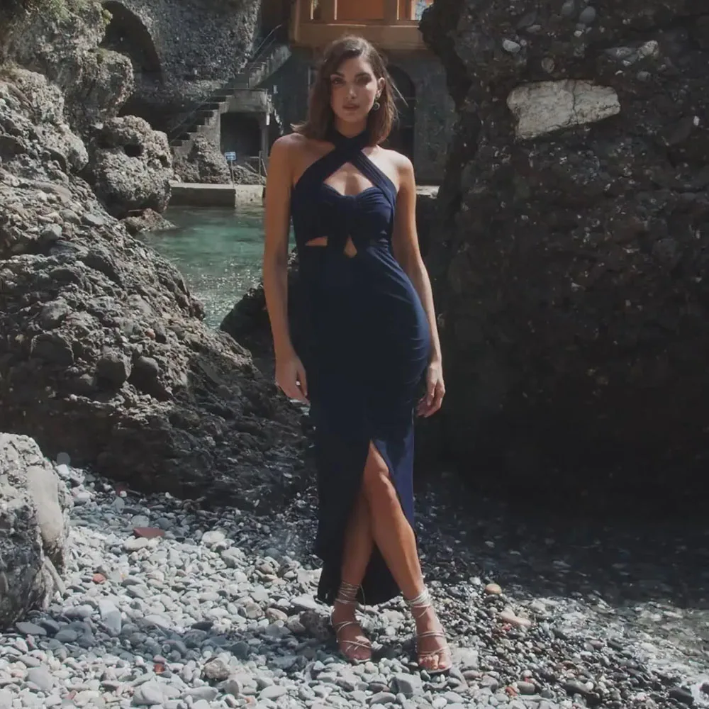 

Dark Navy Special Occasion Dress Mermaid Evening Party Gown Front Slit Formal Gowns 2025