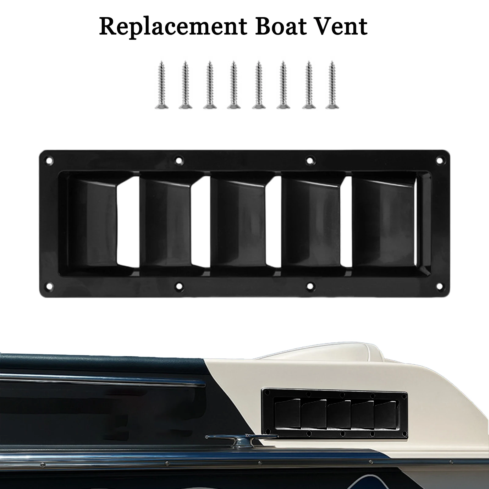 Universal Boat Air Vent Cover, Louvered Replacement Ventilation Grille For Marine Vessels RV Trailers Windows Cabins & Vehicles