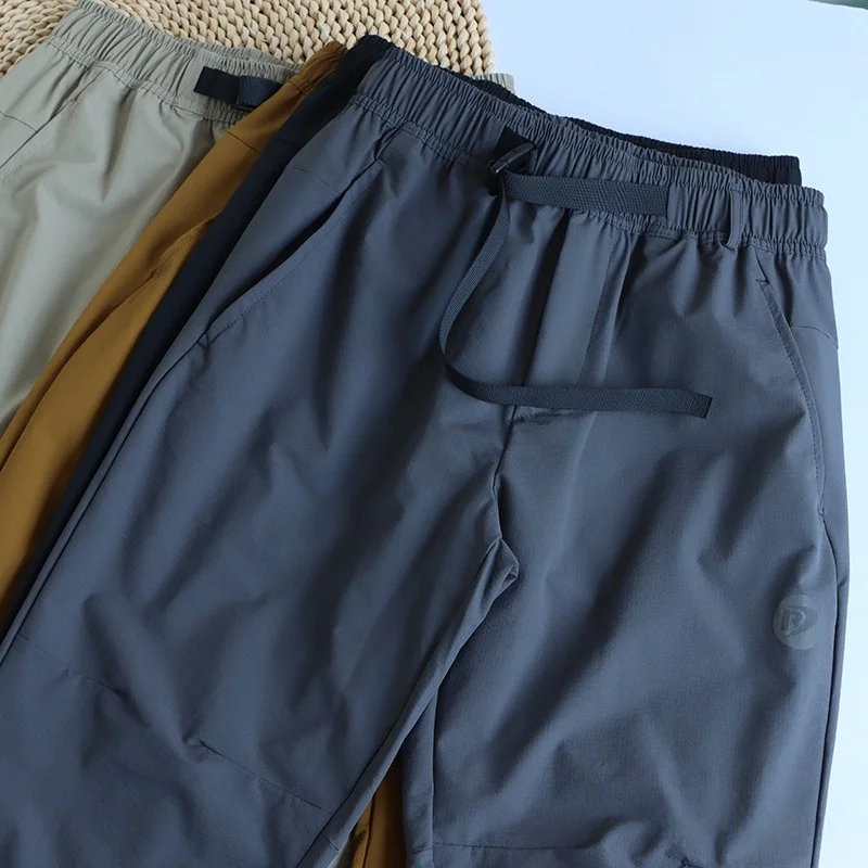 

Men's Summer Thin Qui Dry Casual Pants Trousers Lightweight Workwear Loose Fit Reflective Print Elastic Waist Sports Pants