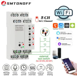 Tuya WIFI 5 isolated channels 5 gang smart switch Without  Extension switch Smart Timer Remote Control Voice control