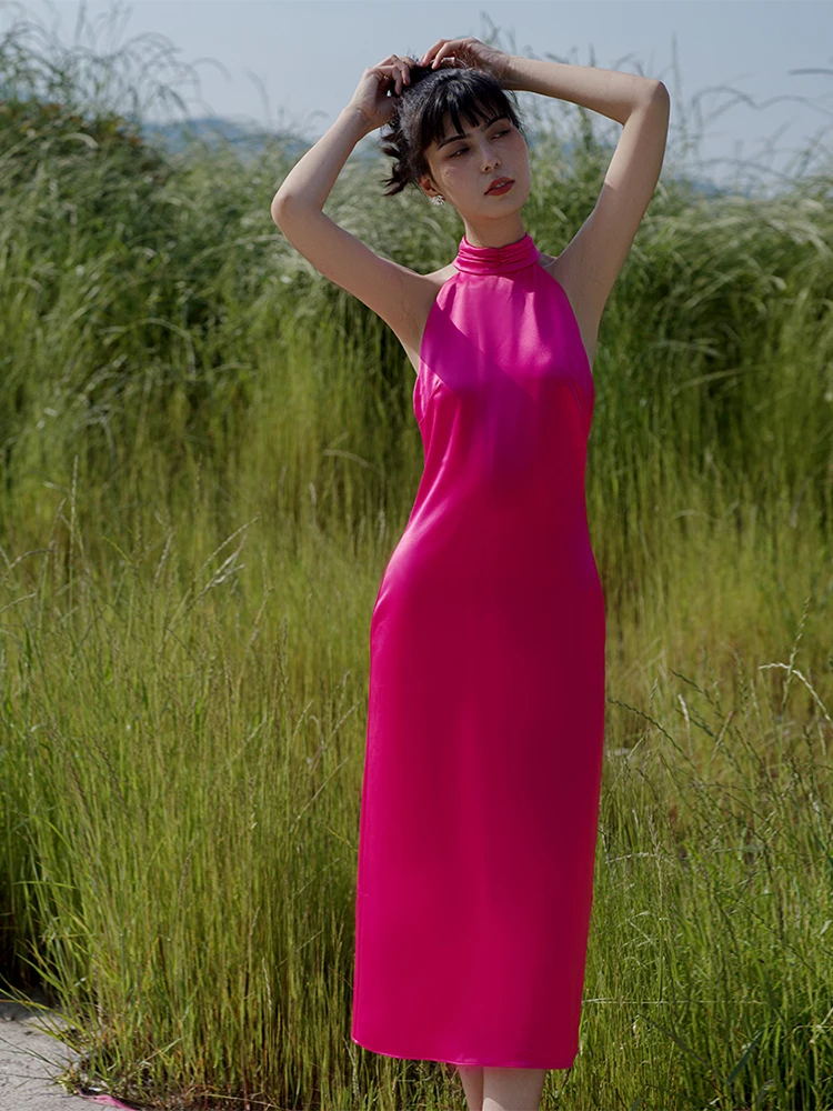 

Новое вечернее платье цвета драконьего фрукта в китайском стиле, свадебное, из ацетата, для невесты, с ощущением роскоши и высокого класса