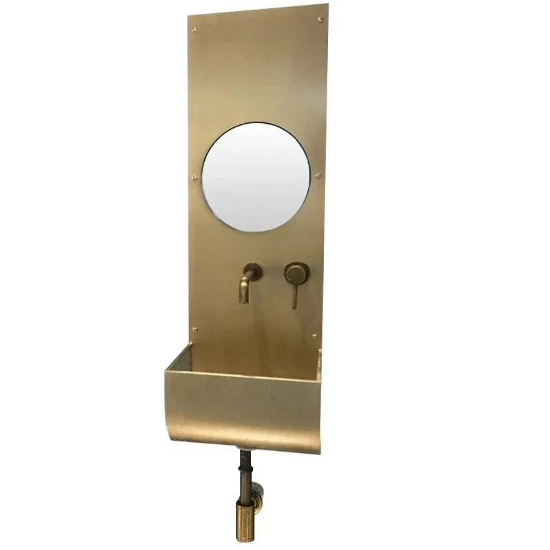 

Wall-Mounted Metal Wash Basin Bathroom Wall-Mounted Stainless Steel Wash Basin Retro Wall-Hung Basin Pool