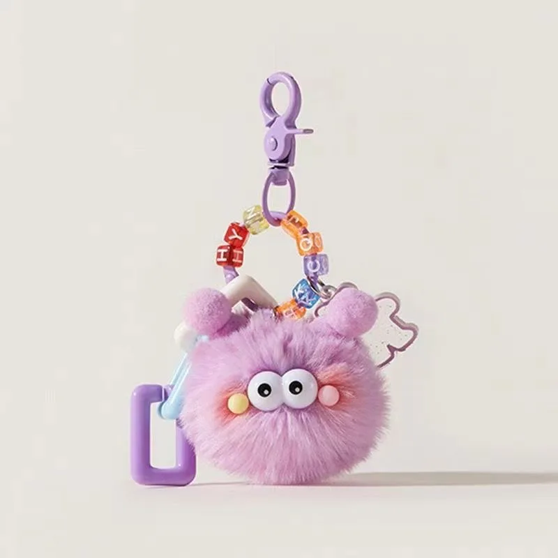 Unisex Keychains Cute Cartoon Adorable Creative Small Coal Balls Pink For Girl Gifts Funny Fashion Simple Keychains Plush Dolls