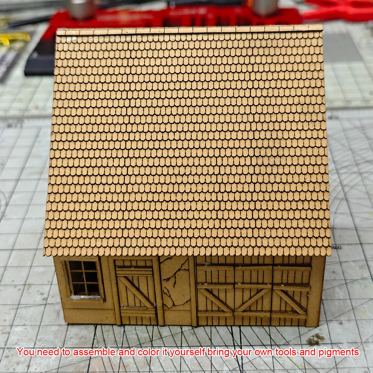 Architekturmodell-Bausatz Miniatur-Sandtisch Ländliches Holzhaus Blockhaus Straßenlandschaft Diorama Maßstabsmodell-Set 1/72 – Detail 1