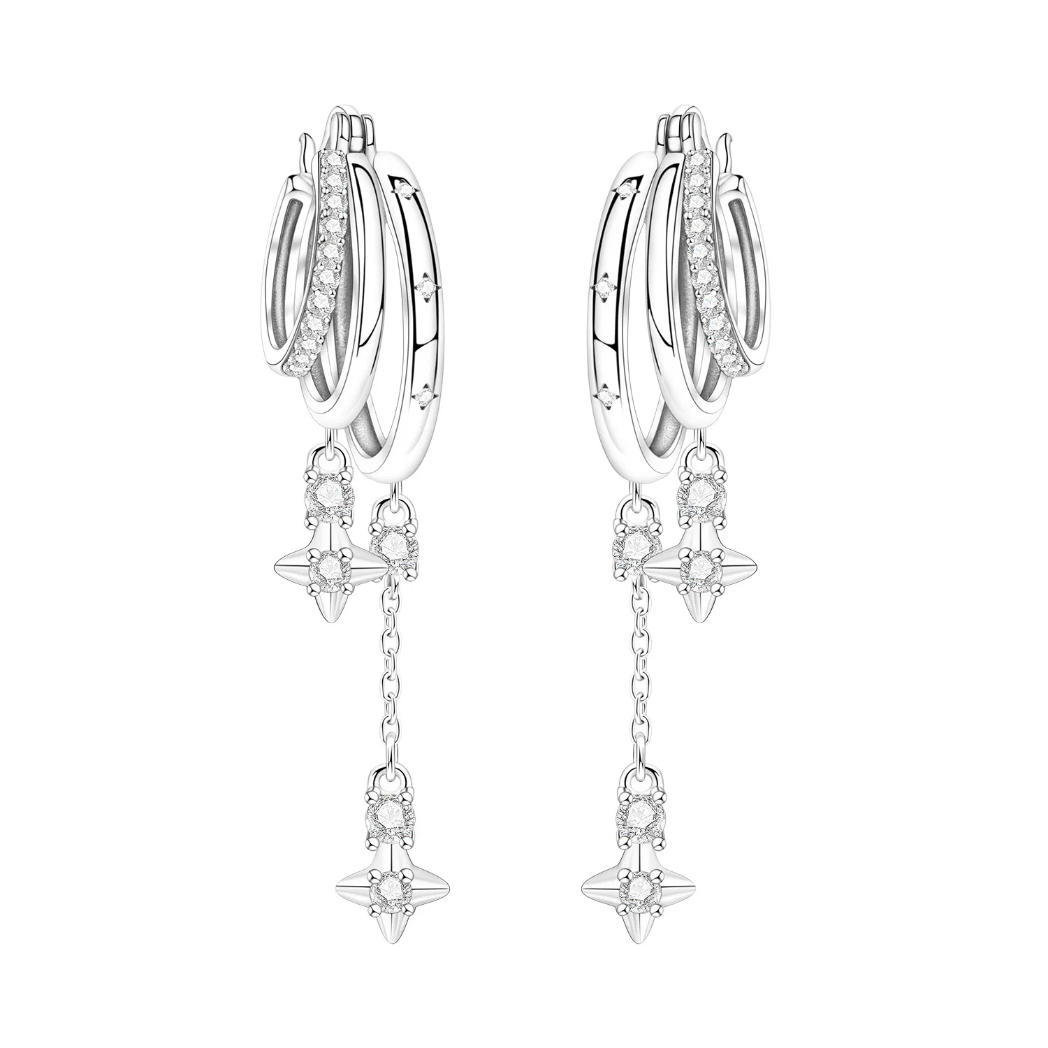 

Orstarry Original 925 Sterling Silver Tassel Earrings Women Zircon Ear Studs Sparkling Hoop Earring Anniversary Jewelry Gifts