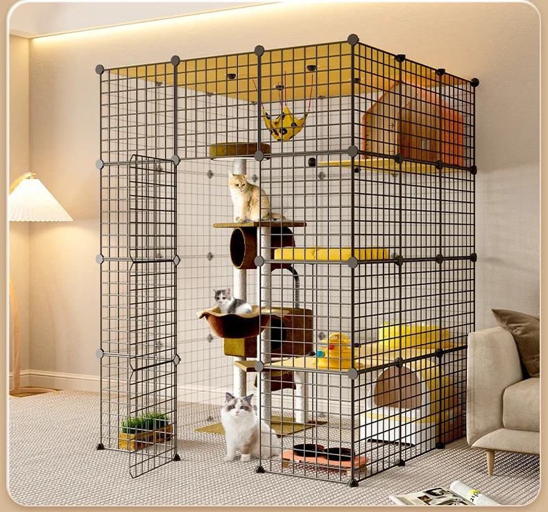 

Cat cage with large free space, integrated indoor climbing frame, pet cage for household use