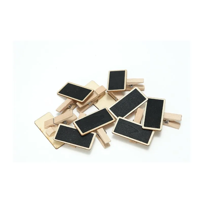 4x3.5cm/10pcs Wooden Photo Clips Mini Message Blackboard Portable Memo Clothespin Insert Sign Stationery Postcard Party Craft