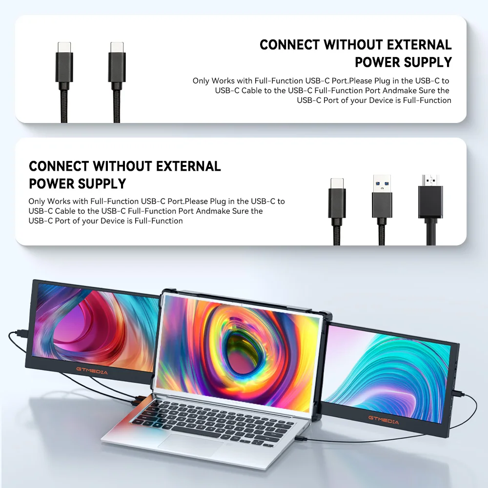 11.6 inch GTMEDIA Mate X Dual-screen Monitor for 13.0-17.3in Laptop 1920*1080 IPS FHD Screen Multi-system Compatible Portable
