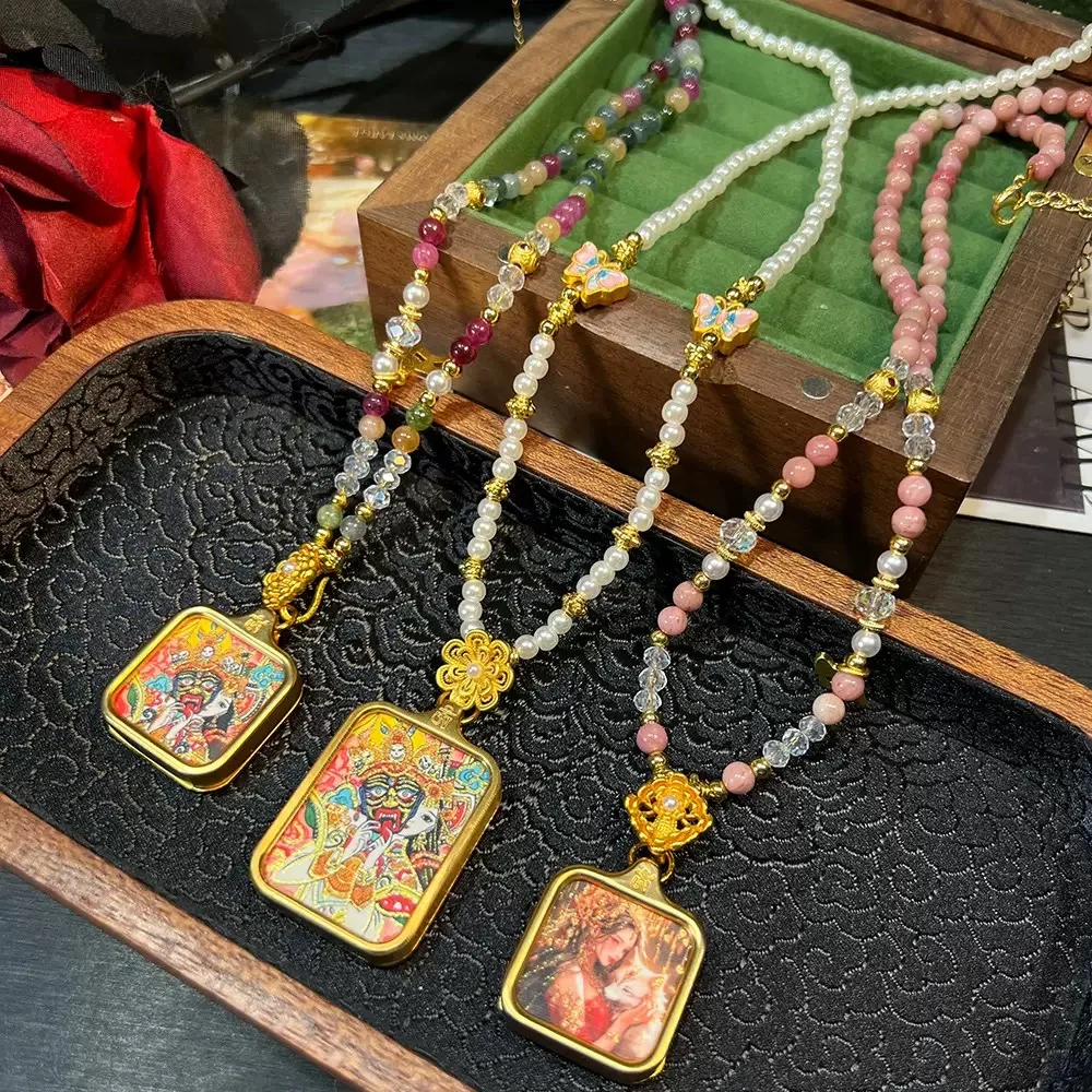 

Arcane Talismans Amplifying Wealth Luck Love Luck Necklace Thangka Motif Hanging Ornaments Healing Male and Female Amulet