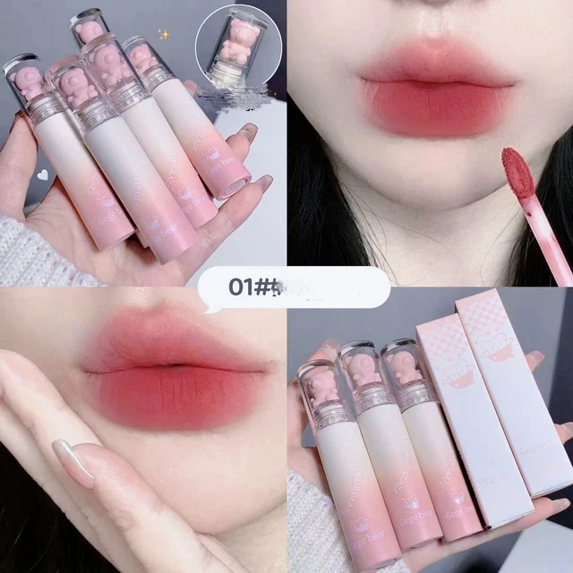 2023 New Bear Velvet Waterpoor rossetto Cute Lip Glaze Girl Chestnut Pink Lip Mud trucco coreano ragazza Lip Gloss trucco cosmetici