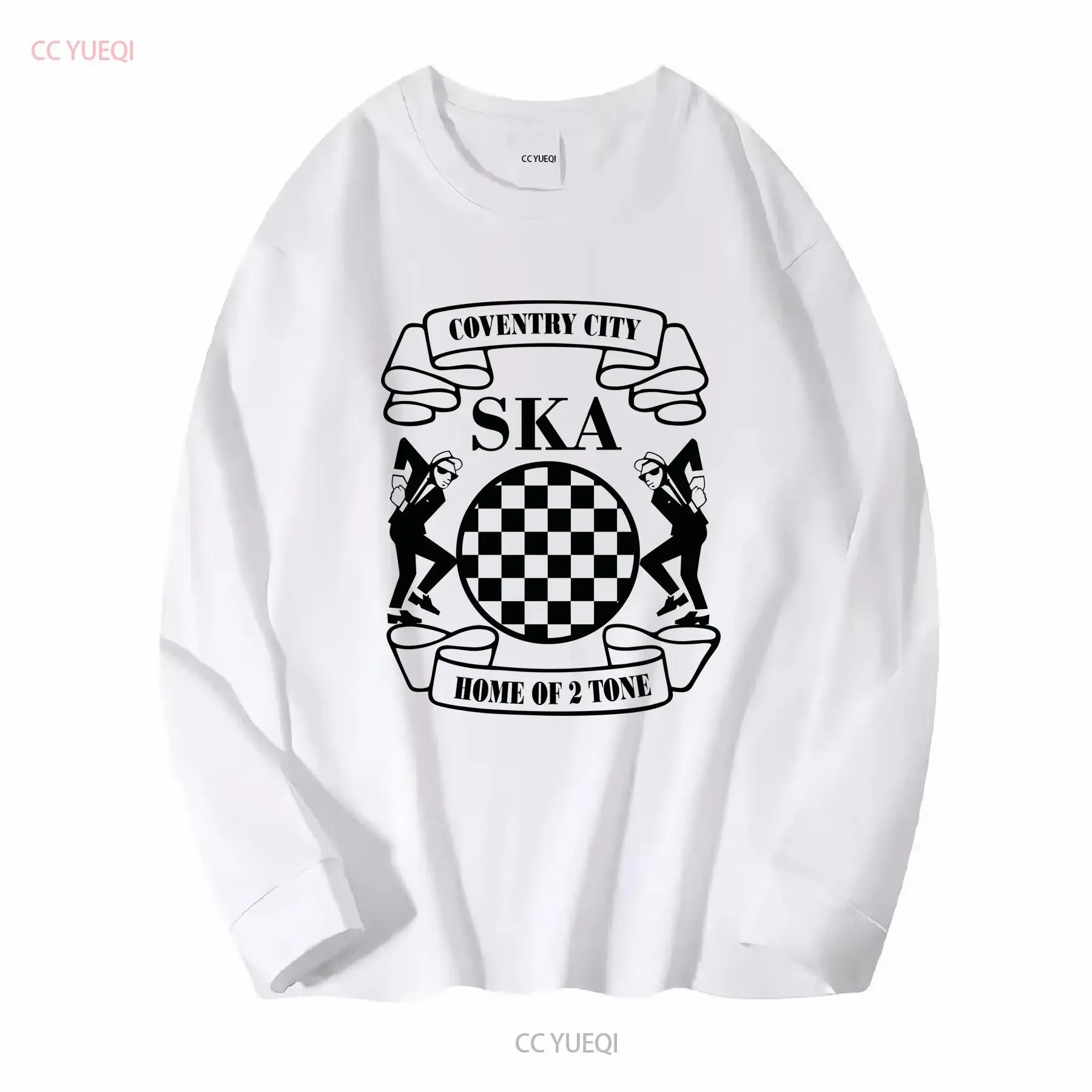 Home of SKA Coventry City DTG T Shirt Rude Boy 2 Tone Reggae Black and White Check long or short sleeves vintage Washed homme