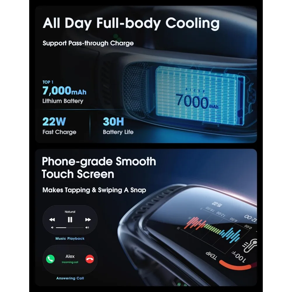 Cooling A/C AICE 3 AI Neck Air Conditioner 7000mAh 30H [Full-body Cooling/Heating] for All Seasons [Health Monitor] Personal image 4