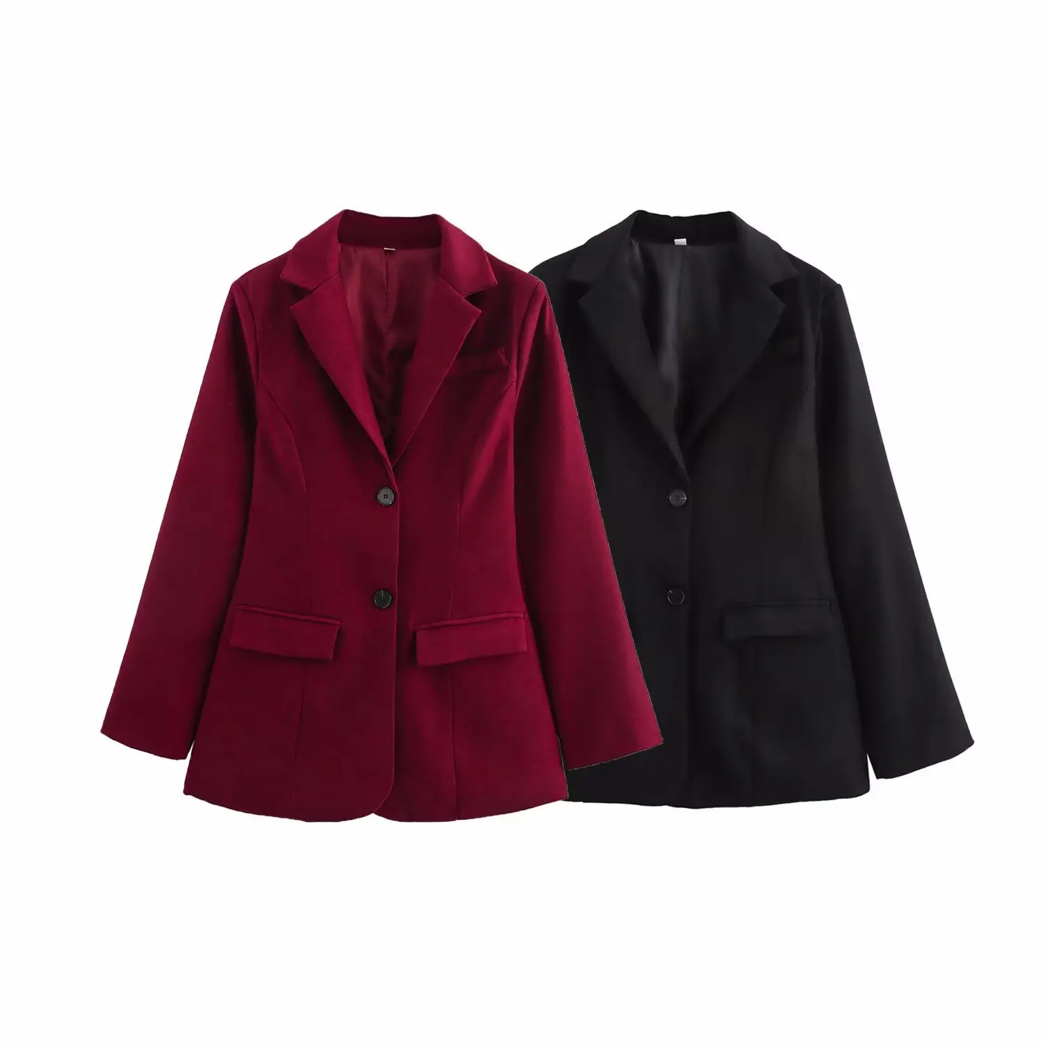 

Женский приталенный пиджак с v-образным вырезом и двумя пуговицами, двухцветный весенний элегантный повседневный топ с длинными рукавами в европейском и американском стиле