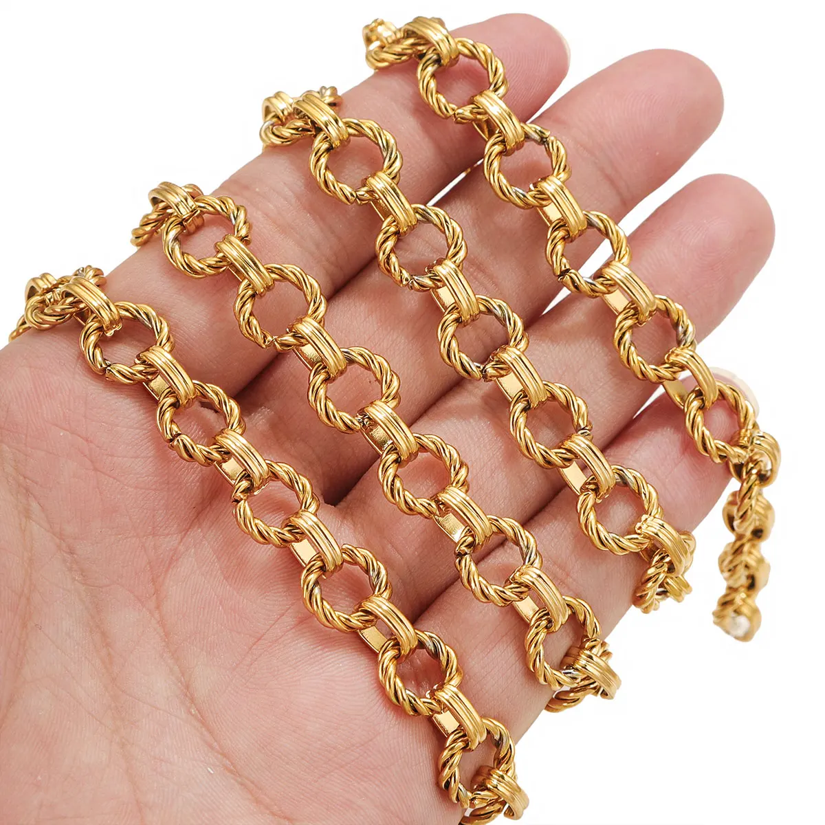1 Metre Stainless Steel PVD Gold-plated Twisted Handmade Chain DIY Necklace Bracelet Accessories for Jewelry Making Materials