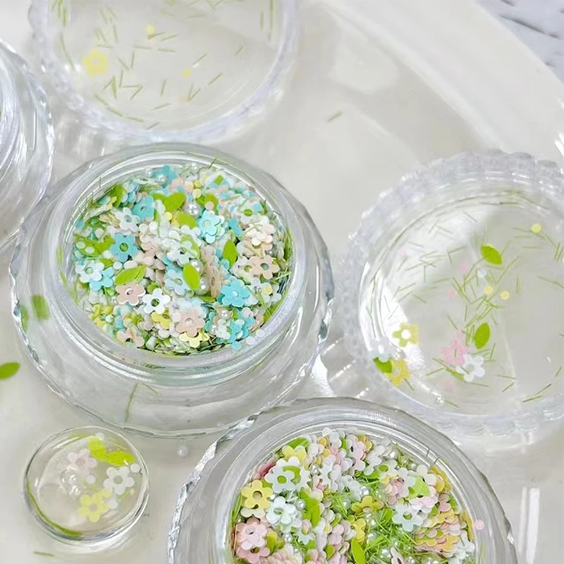 Misturado Glitter Esmalte, Pérola Flor, Lantejoula, DIY Vestindo Material De Armadura, Pequeno Fresco