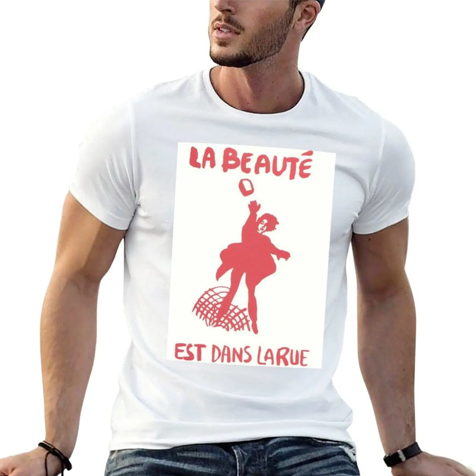 Camiseta masculina com estampa 'La beauté est dans la rue' May '68, camiseta situacionista, camiseta gráfica masculina, camiseta 100% algodão