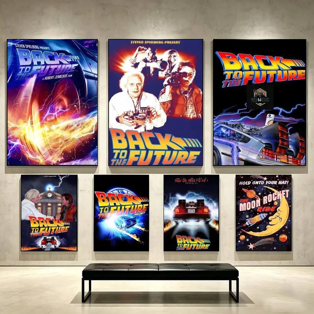 Playful Retro Classic Sci-Fi Movie B-Back To The Future Poster Self Adhesive PP Wall Art No Frame Bedroom Playroom Decor