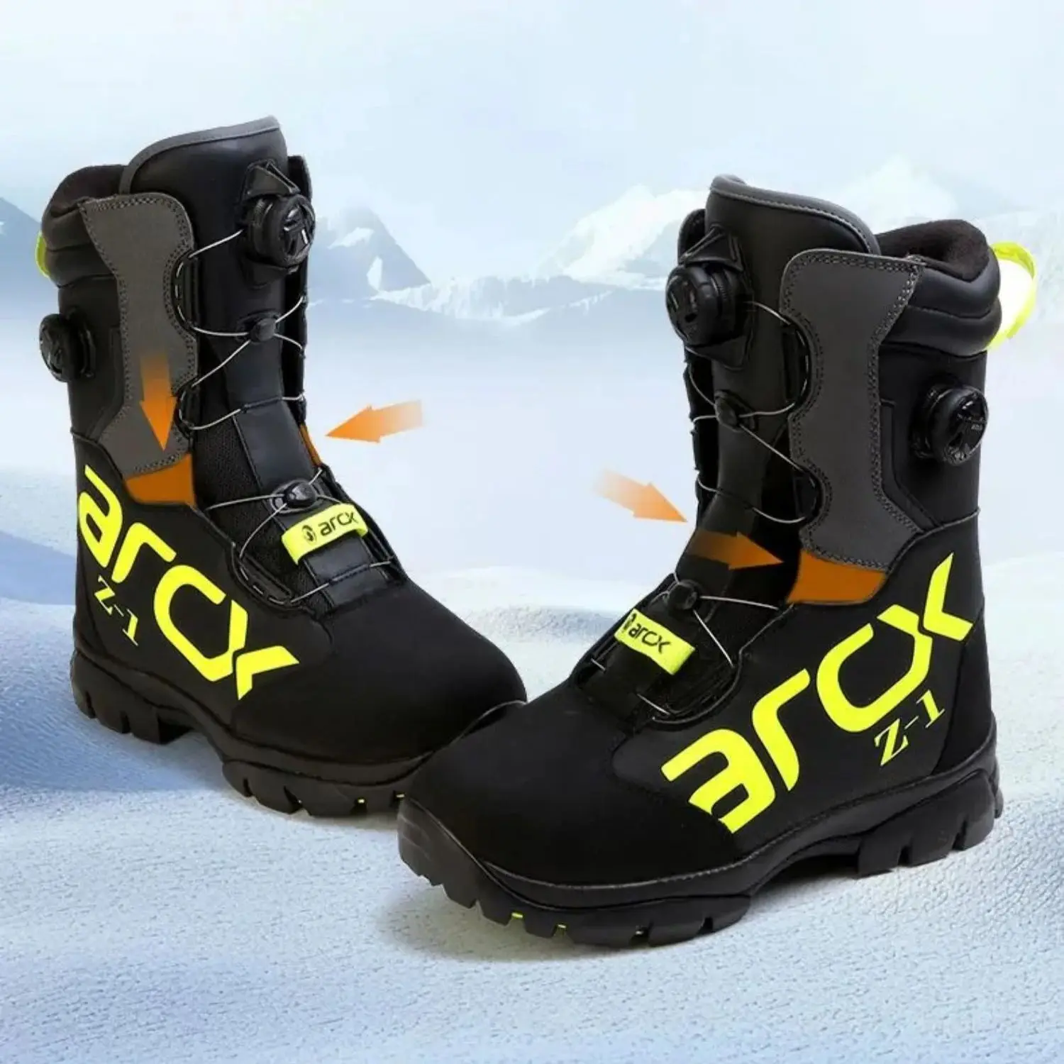 

ARCX Мужские зимние защитные ботинки для снегохода — противоскользящие ботинки с теплоизоляцией до середины икры для катания на лыжах/снеуборде, Outd