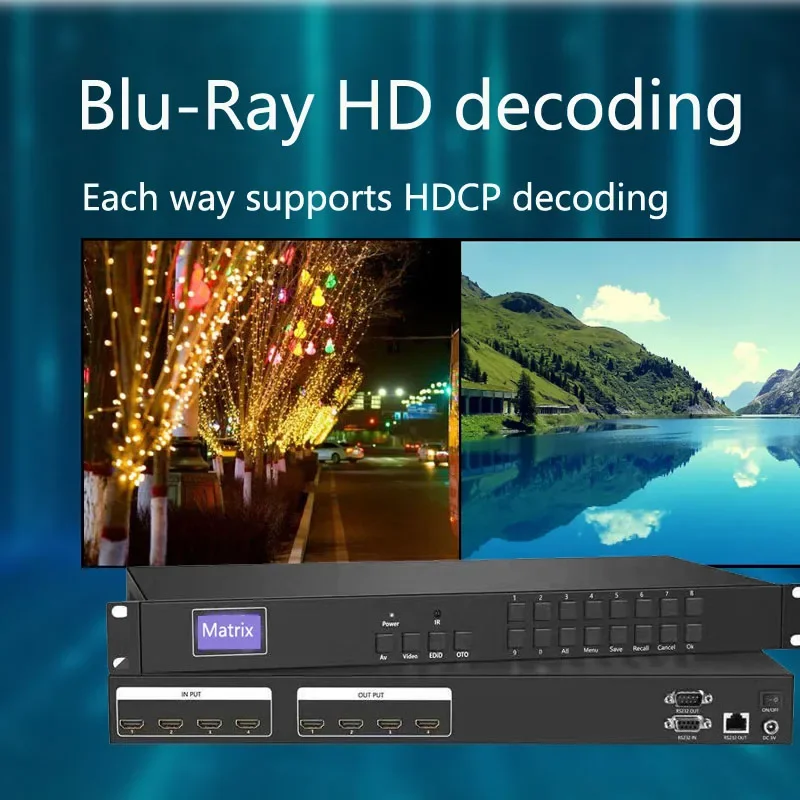 Conmutador de matriz de vídeo 8 entradas y 24 salidas 1080P 3D @ 60Hz, interruptor de matriz de vídeo HDCP1.3 8x24 8X24 con controlador Web y aplicación