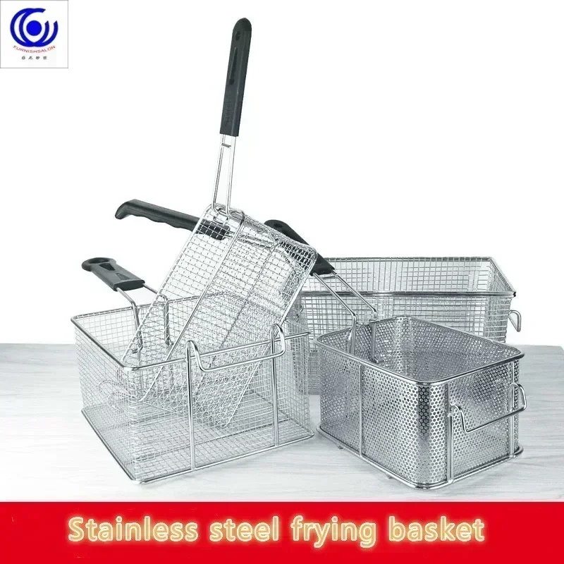 28 options Stainless steel fryer screen French fries frame square filter net encrypt colander shaped Frying basket fryers meshed