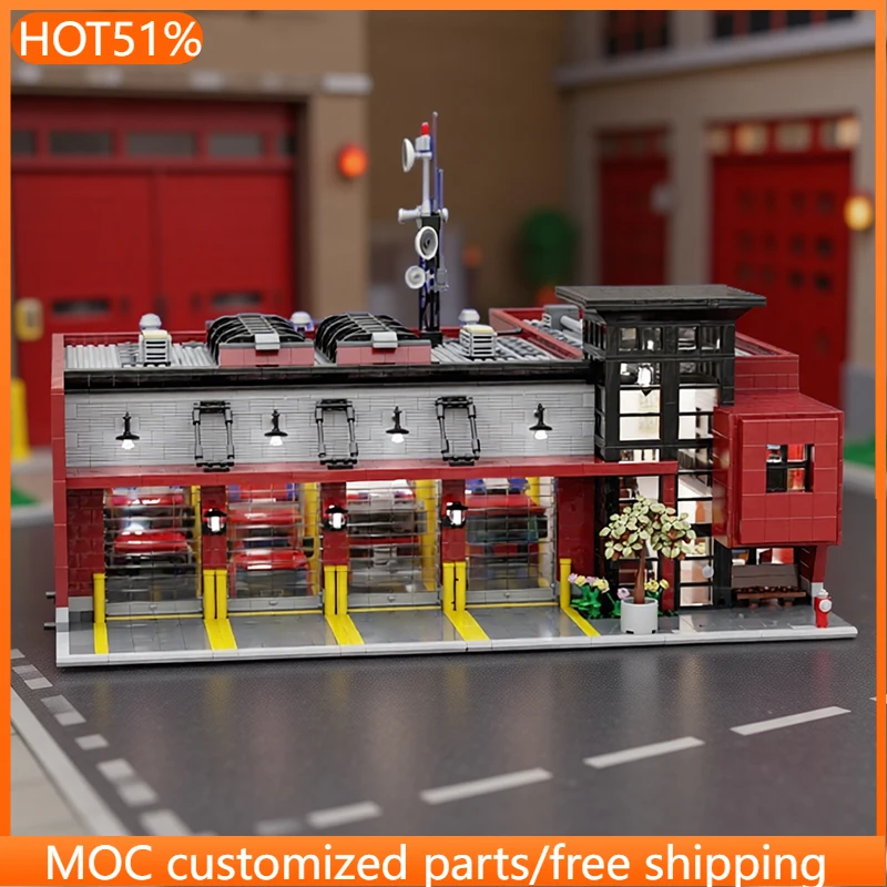 5176 PCS 맞춤형 소방서 MOC 맞춤형 모듈식 빌딩 블록 어린이 창의 디자인 모델 디자인 DIY 소년 조립 장난감 선물