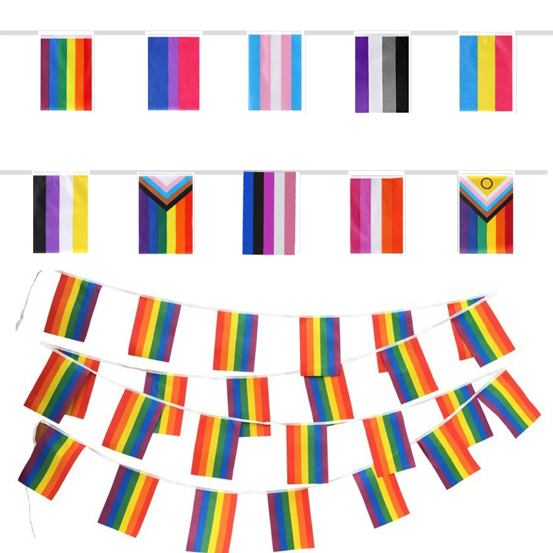 14*21cm Progress Pride Rainbow Flag Vivid Color Multiple Style Banner Flags per Home Garden Yard Decor Party Supplies