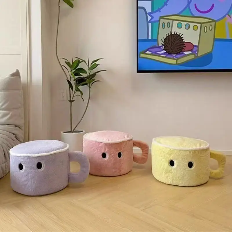 Cartoon Big Eyes Water Cup Cushion Home Floor Living Room Lift Leg Stool Cute Cushion Pillow Soft Sitting Block Woman
